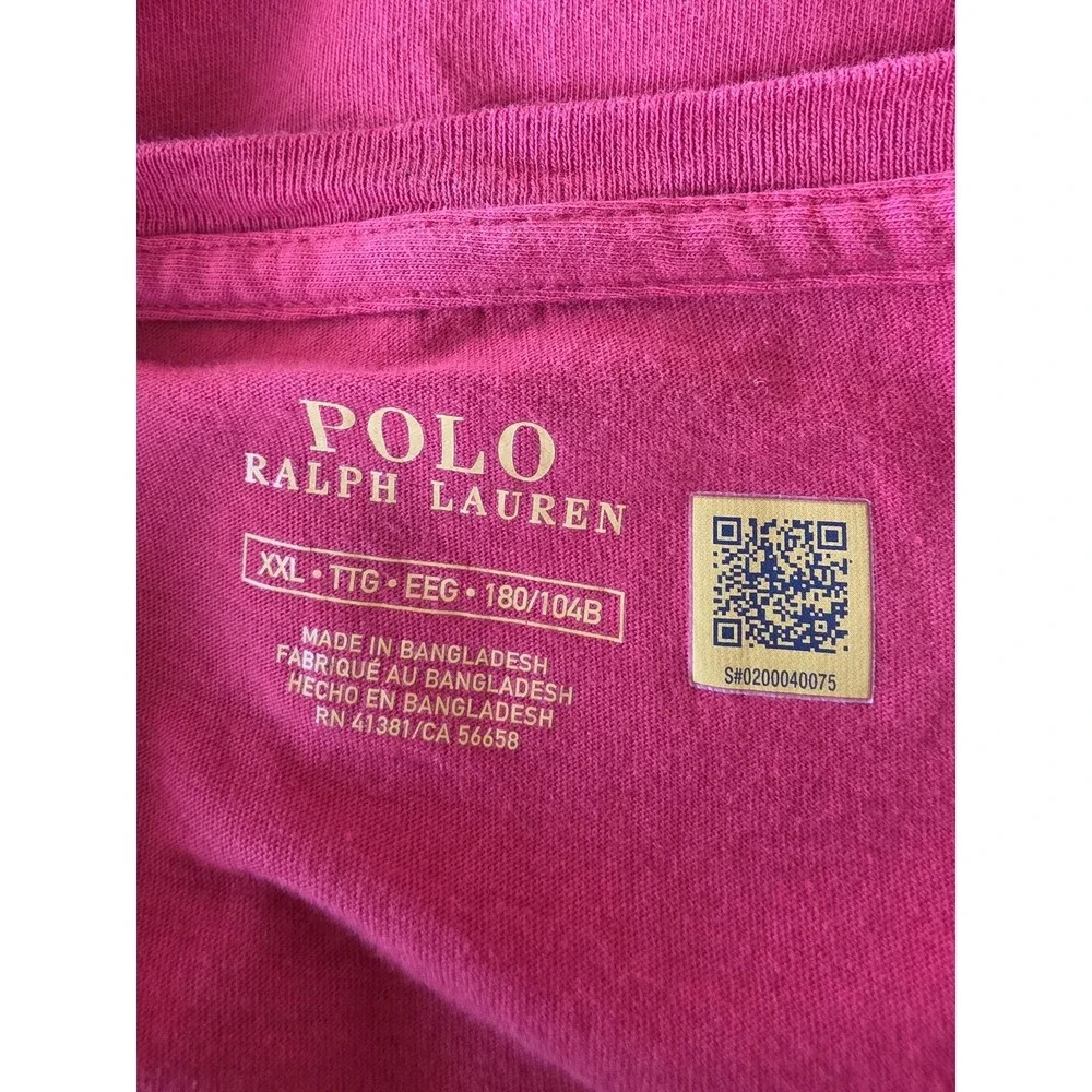 Polo Ralph Lauren V-Neck T-Shirt XXL Red Solid Short Sleeve Mens Classic Tee
